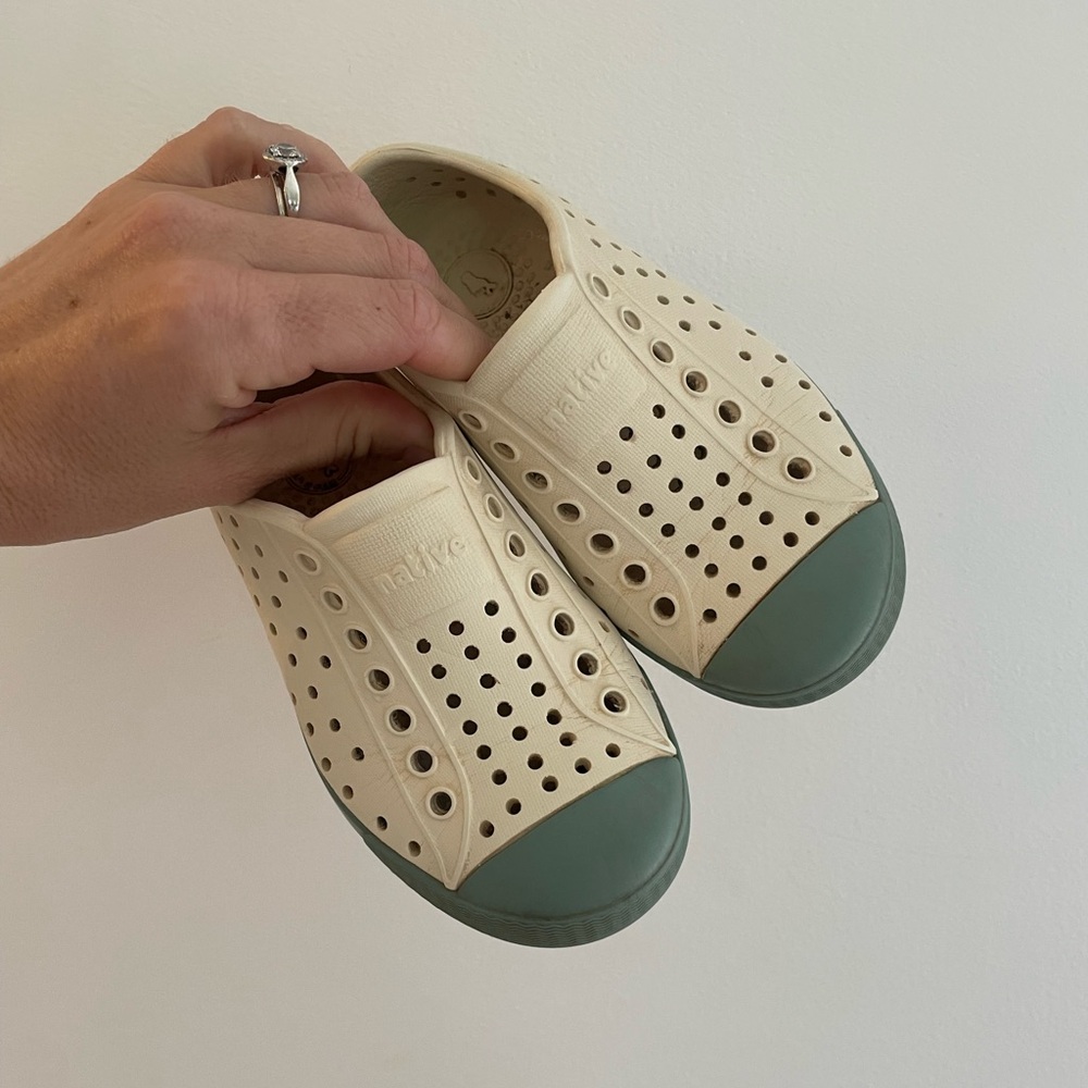 Native cream and sage green Slip-Ons